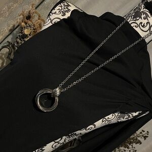 Silver Chain Necklace with Circular Pendant